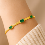 Emerald Baguette Station Bracelet (Gold)