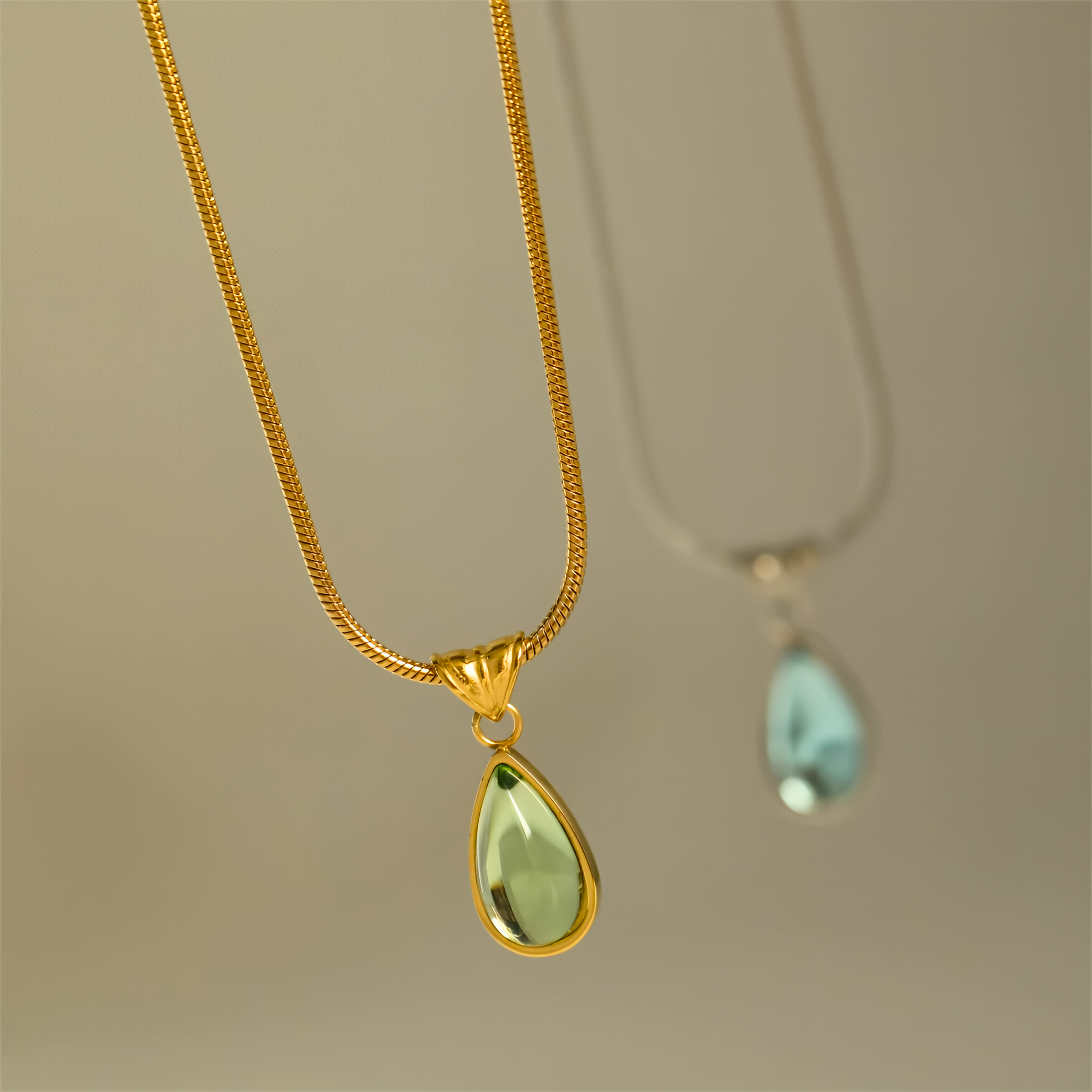 Ocean Teardrop Pendant (Gold)