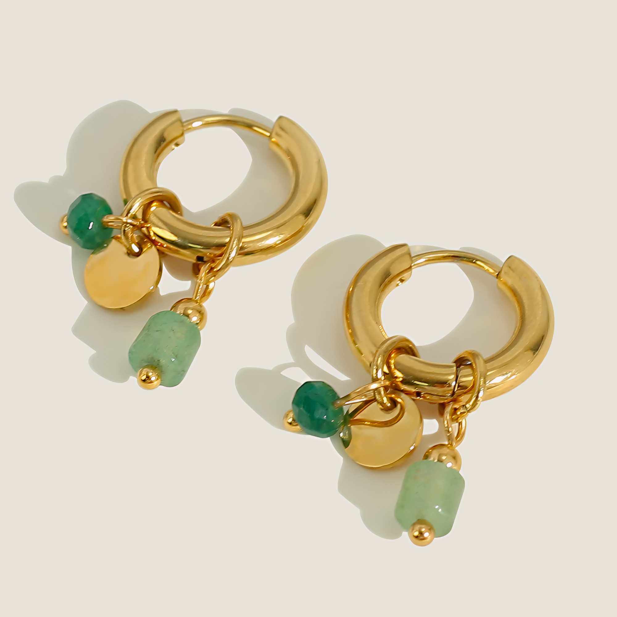 Olive Charm Huggies (Gold)