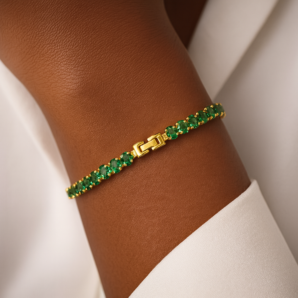 Emerald Tennis Bracelet (Gold)