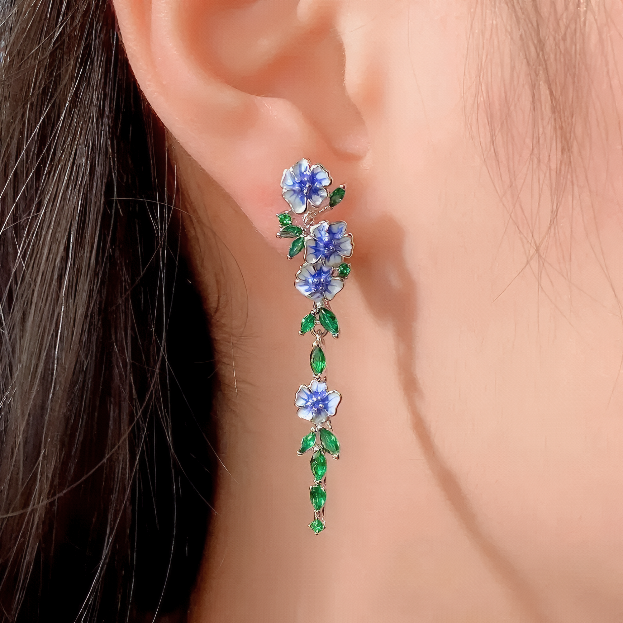 Enamel Bloom Drop Earrings