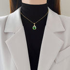 Green Teardrop Pendant (Gold)