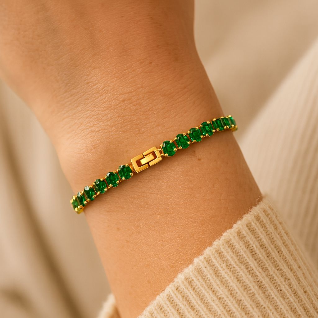 Emerald Tennis Bracelet (Gold)