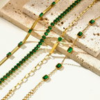 Emerald Baguette Station Bracelet (Gold)