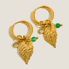 Olive Charm Huggies (Gold)