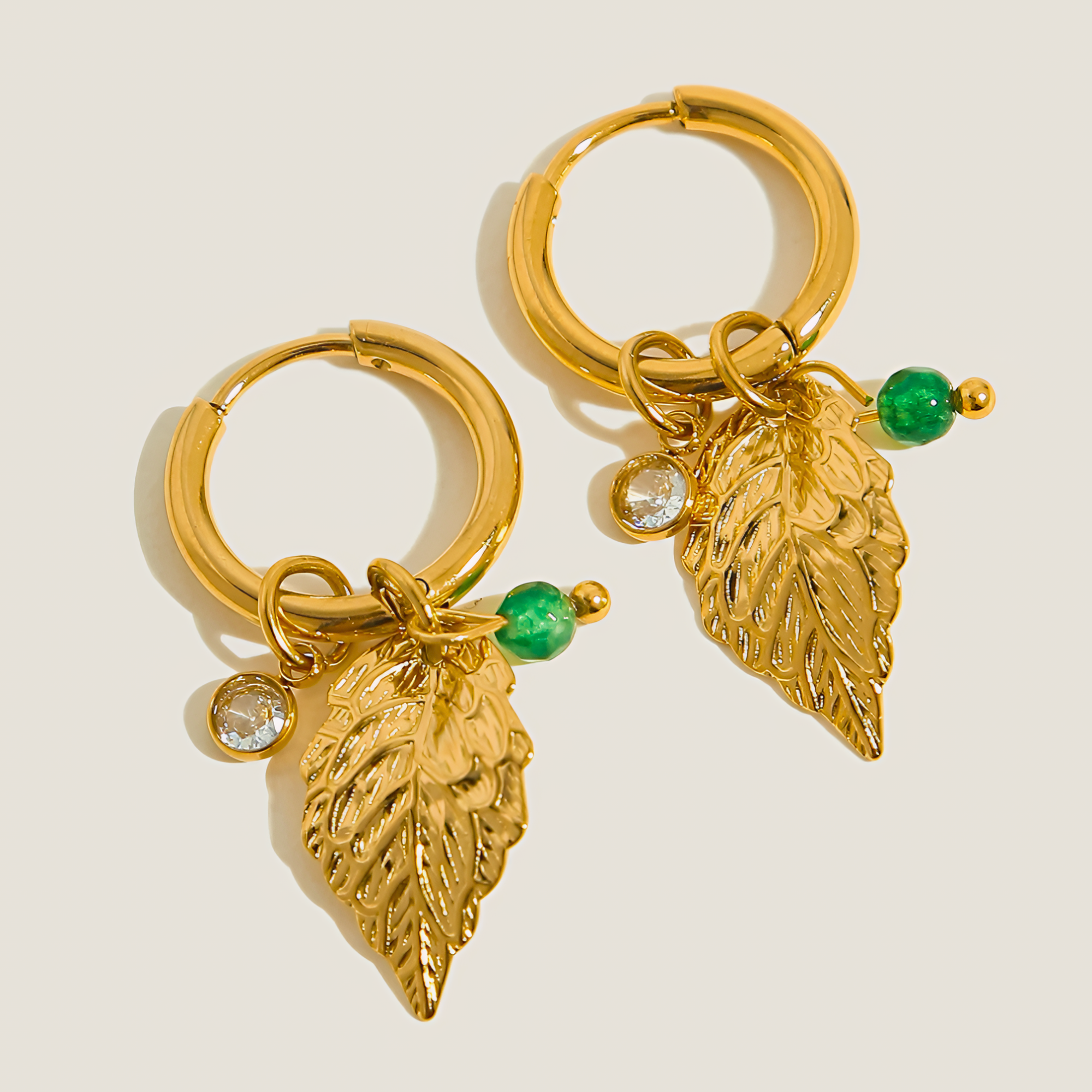 Olive Charm Huggies (Gold)
