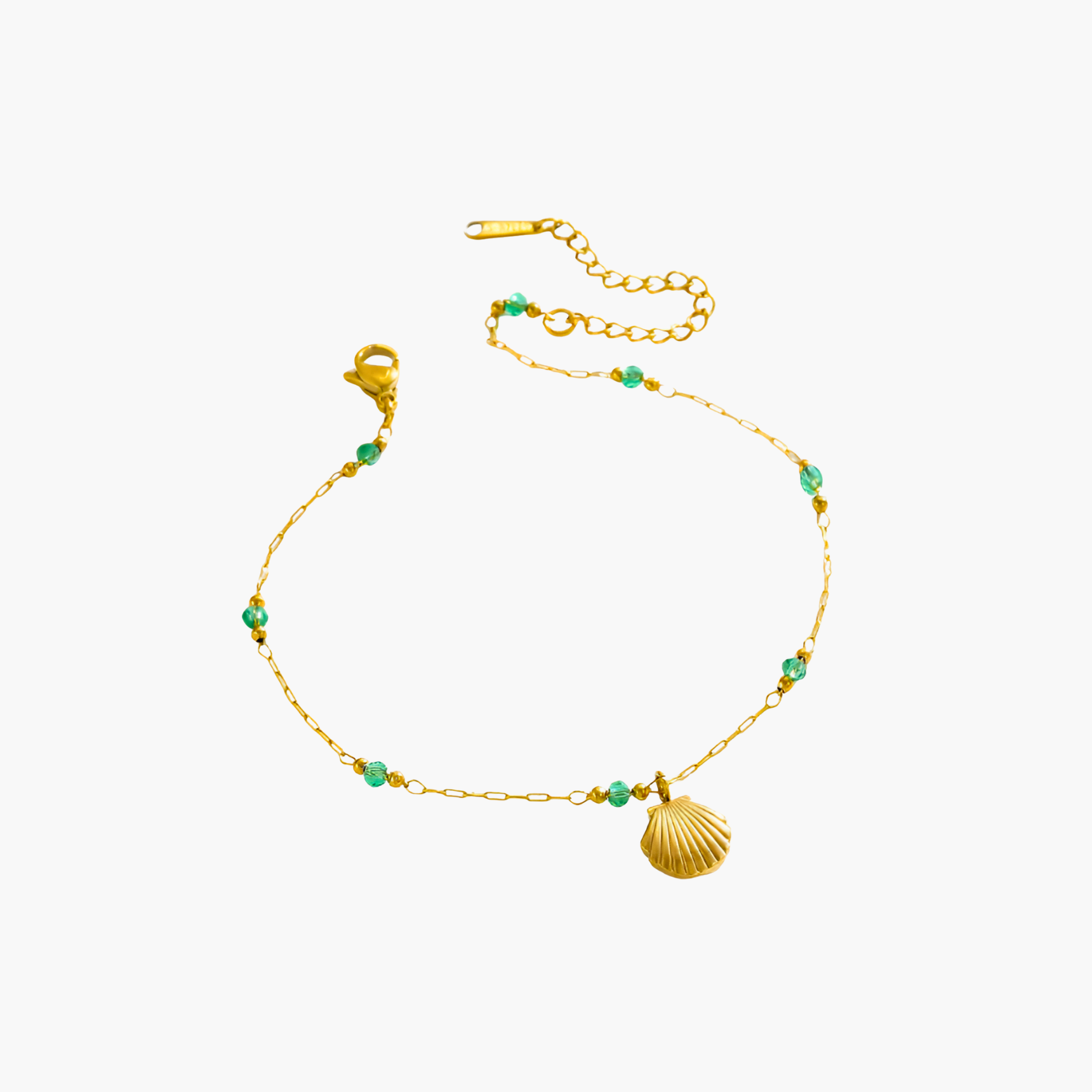 Seashell Bead Anklet (Gold)