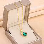 Emerald Teardrop Pendant Necklace