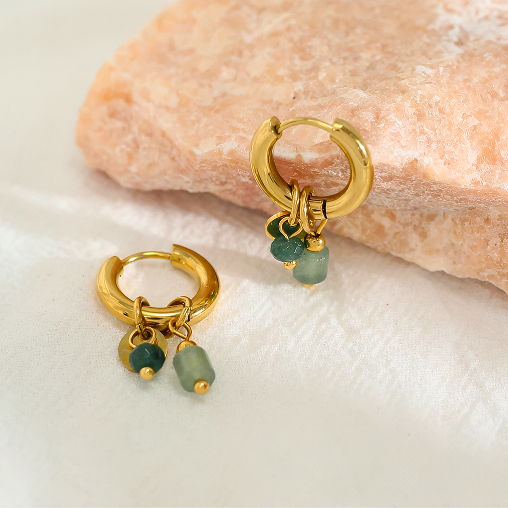 Olive Charm Huggies (Gold)