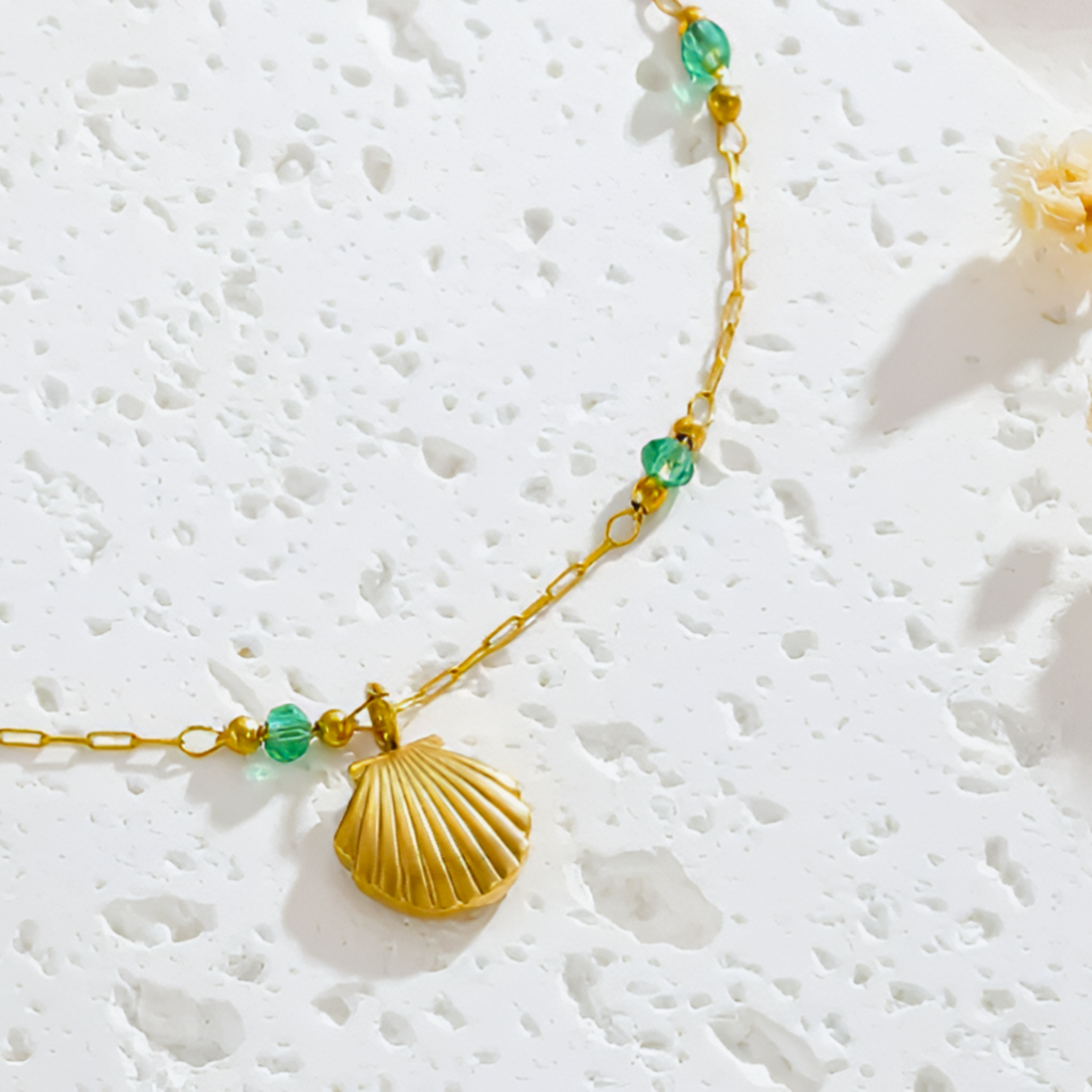 Seashell Bead Anklet (Gold)