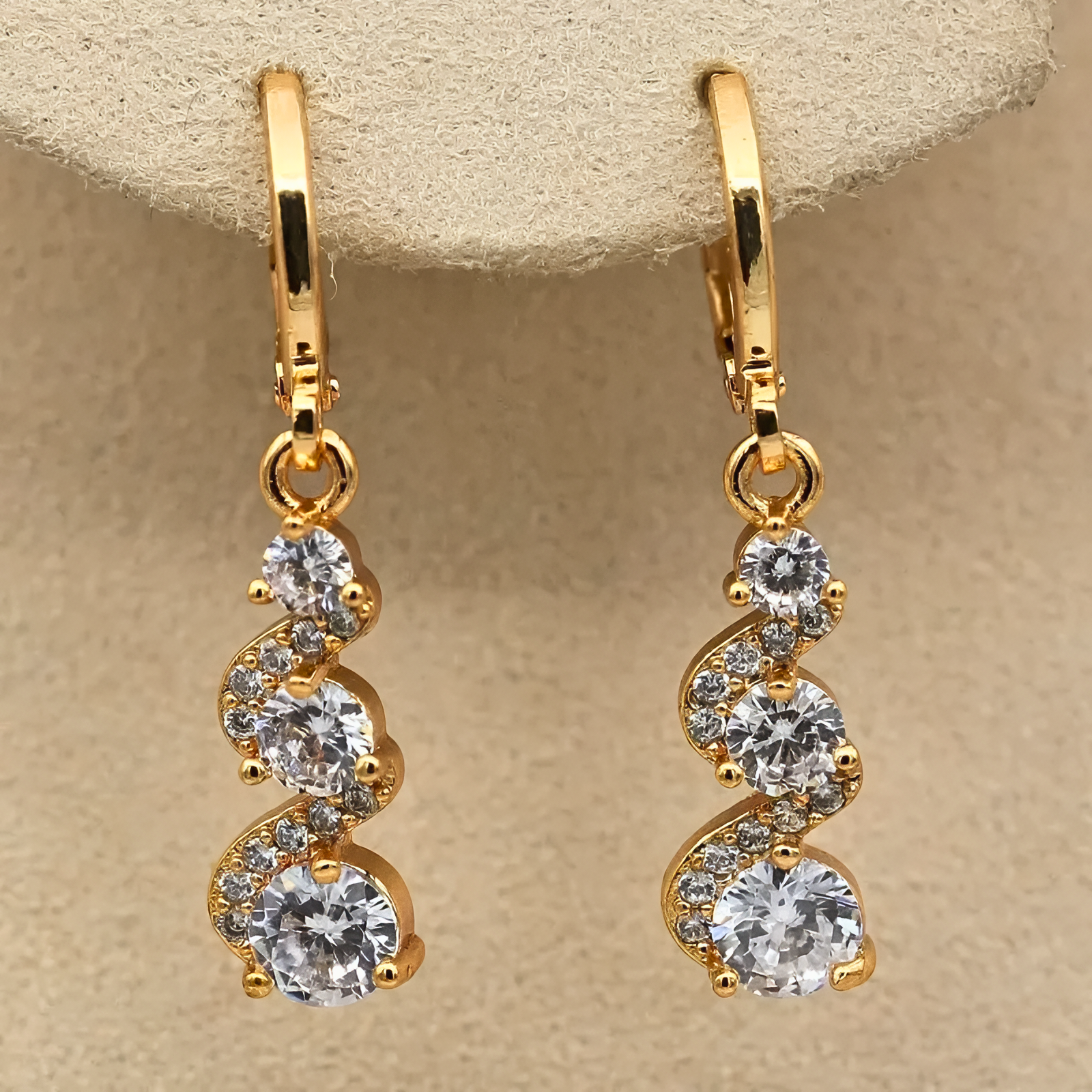 Pavé Trio Drop Earrings