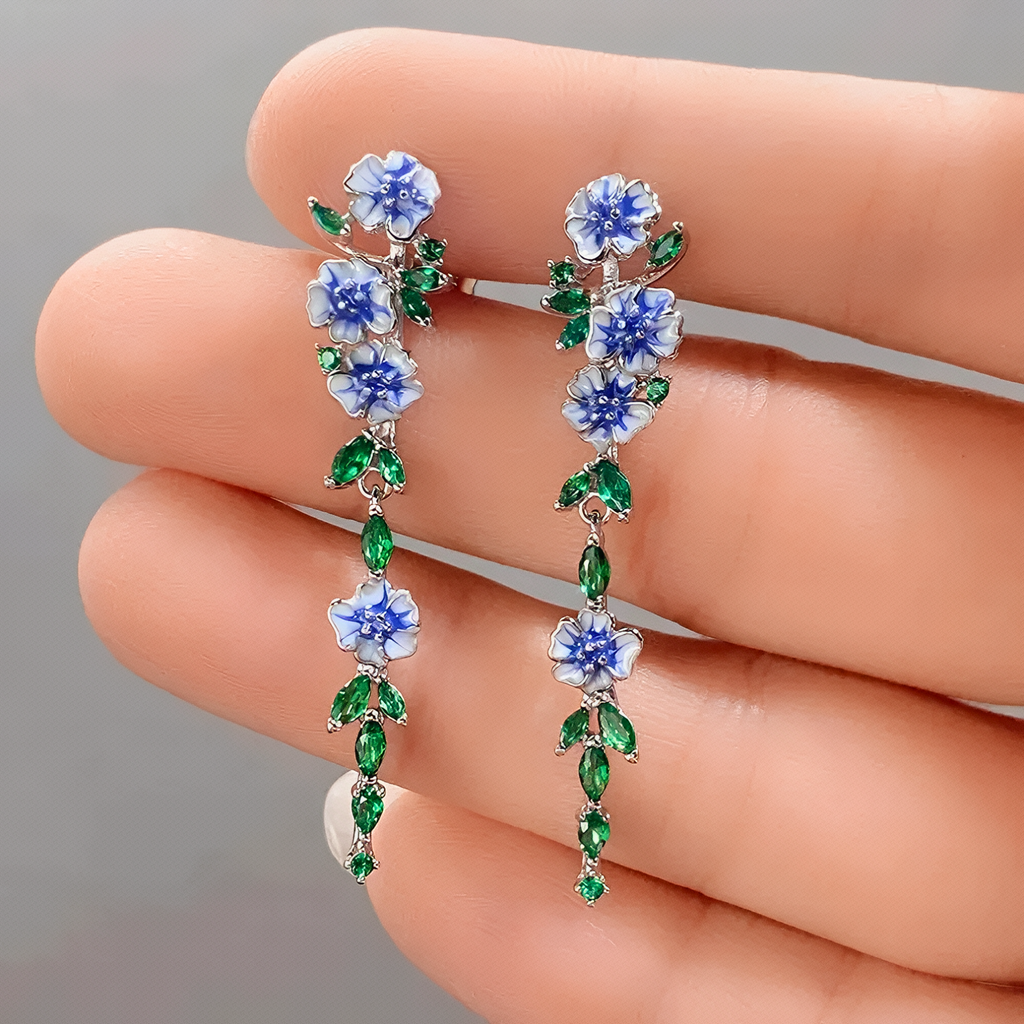 Enamel Bloom Drop Earrings