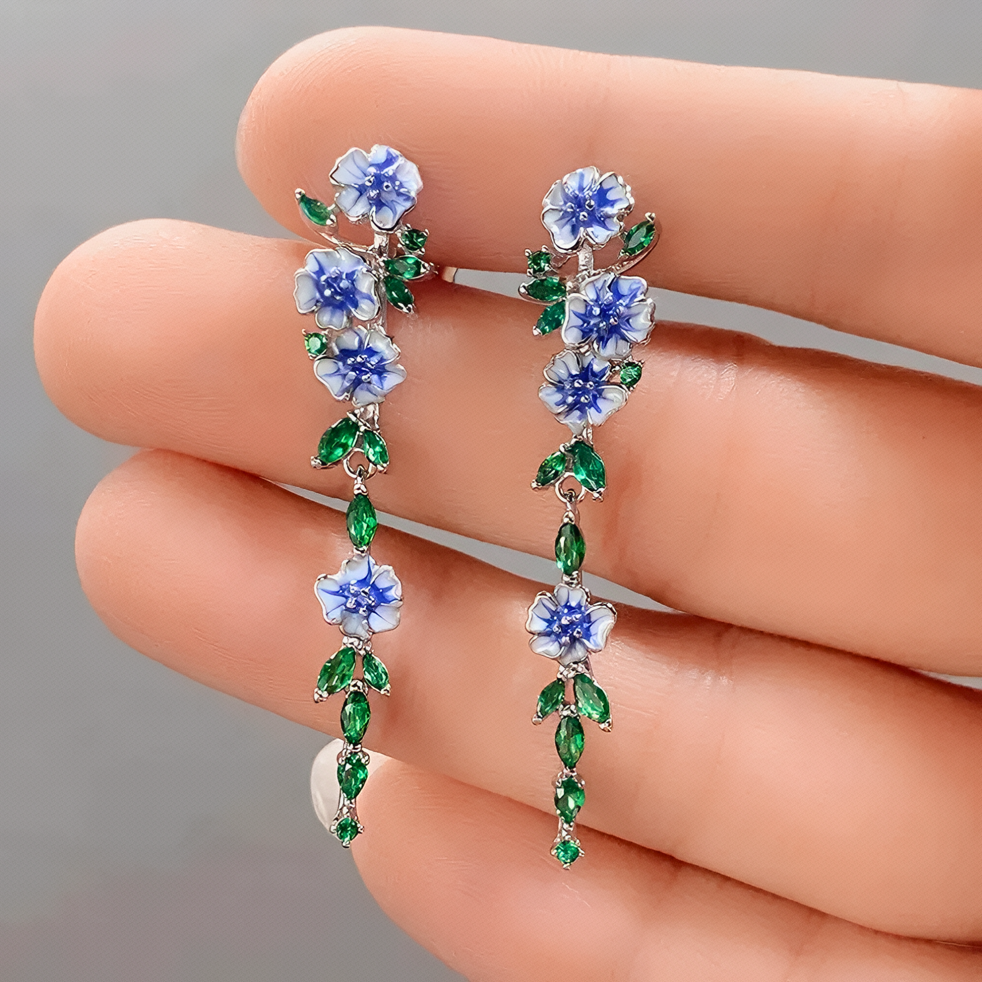 Enamel Bloom Drop Earrings
