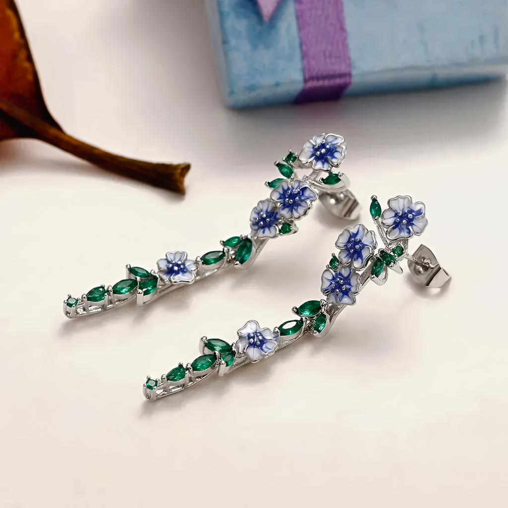 Enamel Bloom Drop Earrings