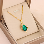 Emerald Teardrop Pendant Necklace