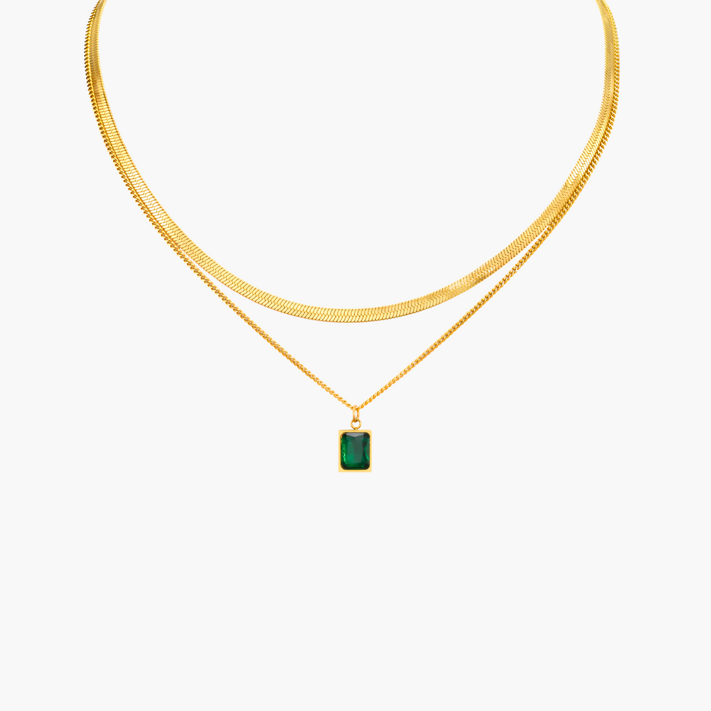 Emerald Baguette Pendant (Gold)