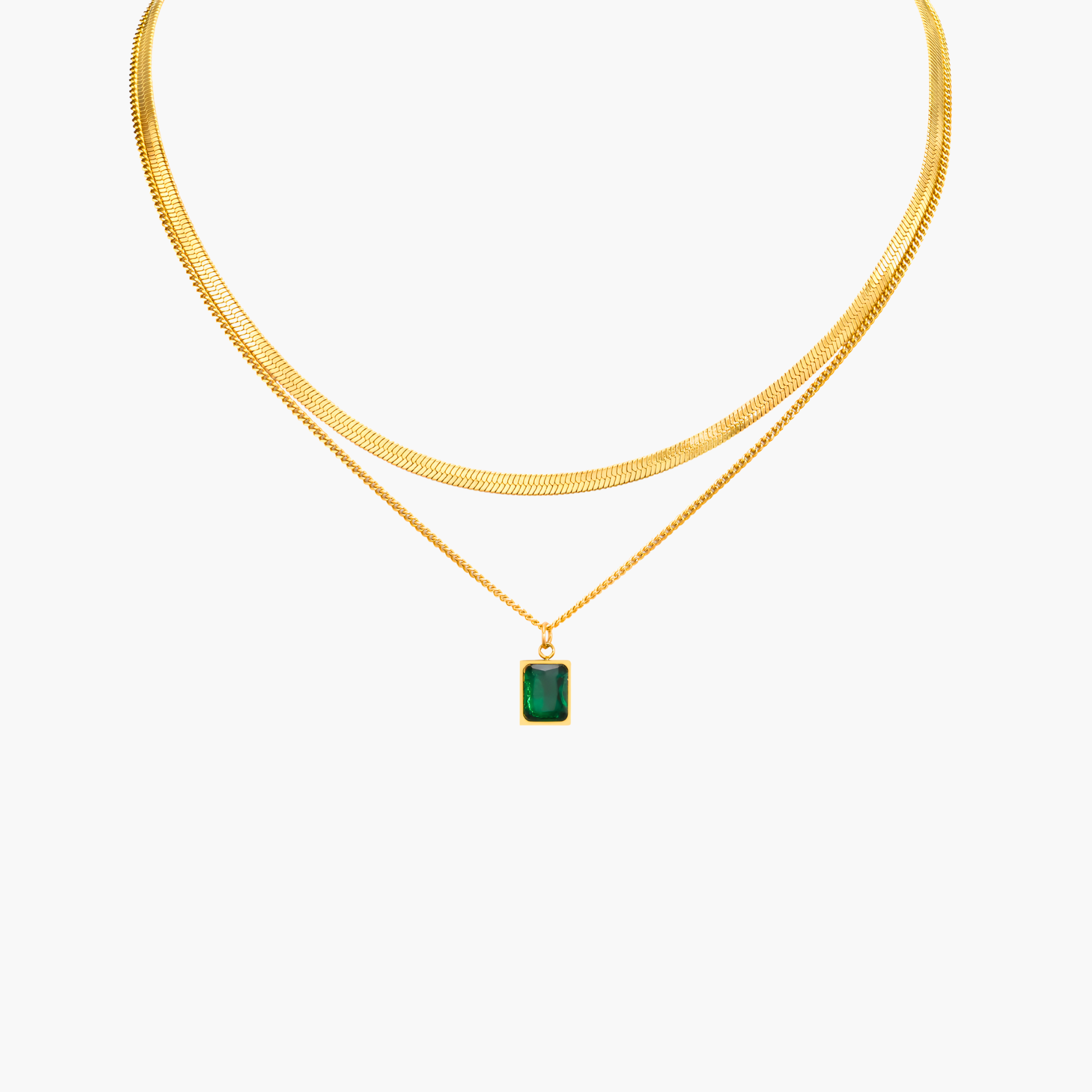 Emerald Baguette Pendant (Gold)