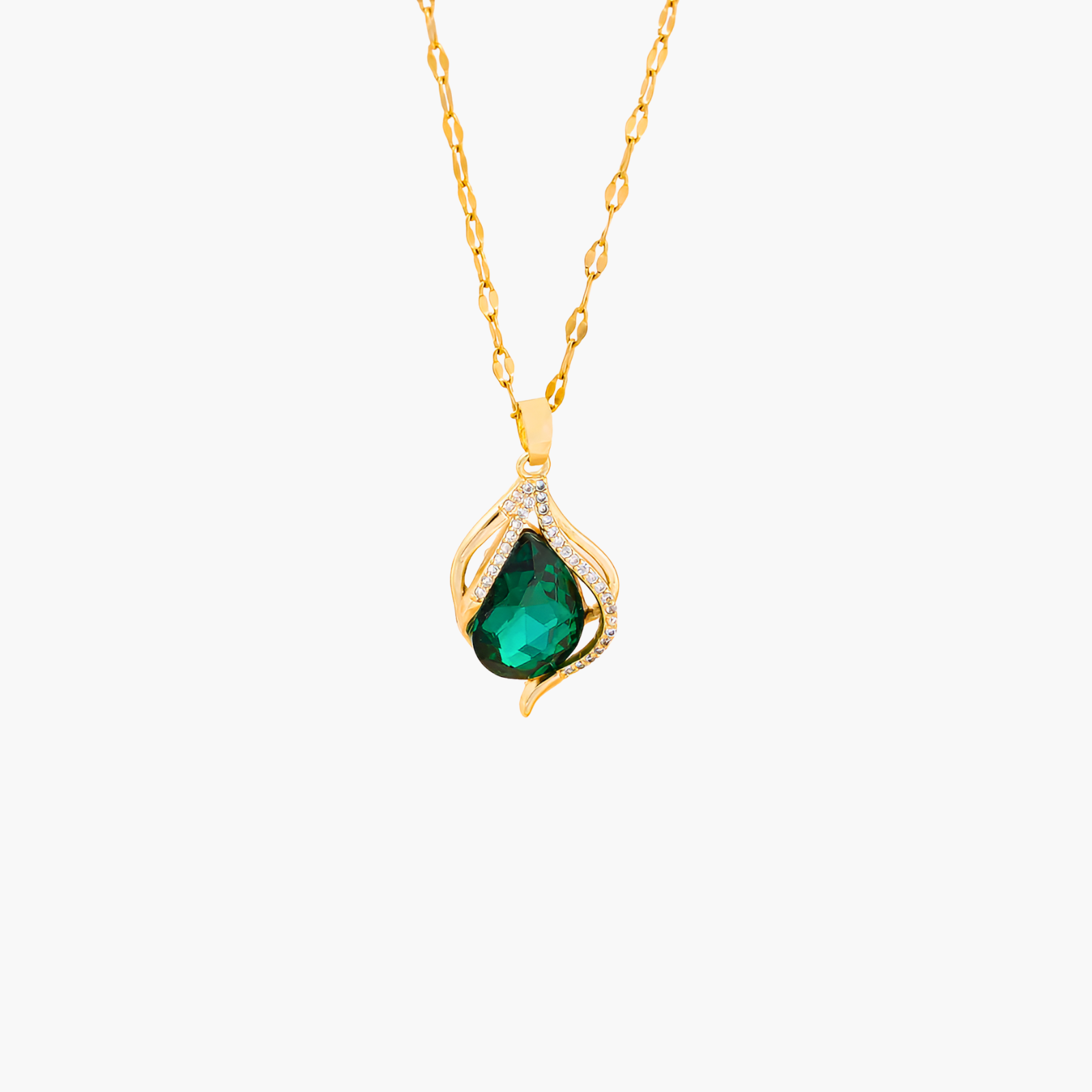 Emerald Teardrop Pendant Necklace