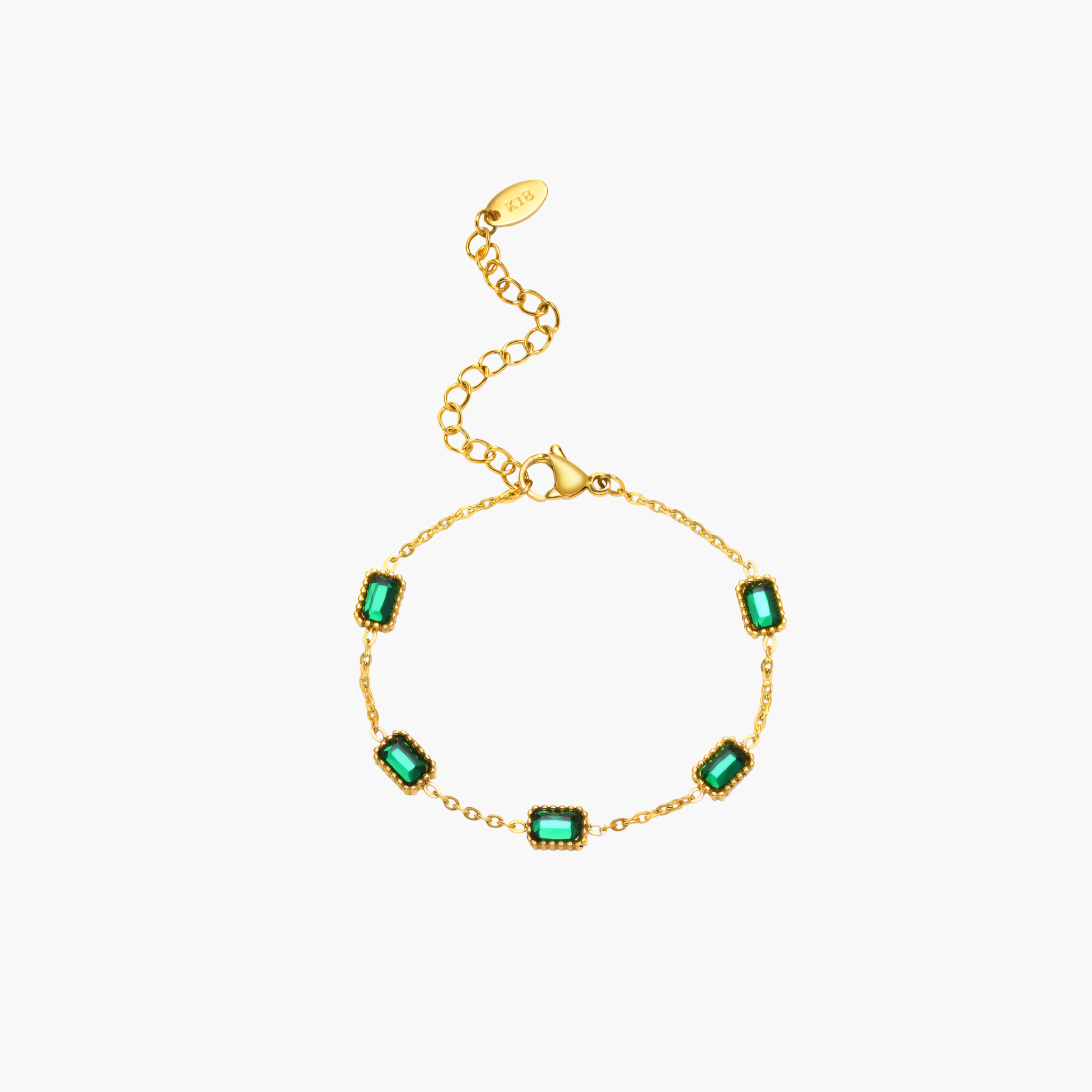 Petite Emerald Baguette Station Bracelet (Gold)