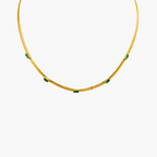 Emerald Baguette Station Necklace (Gold)