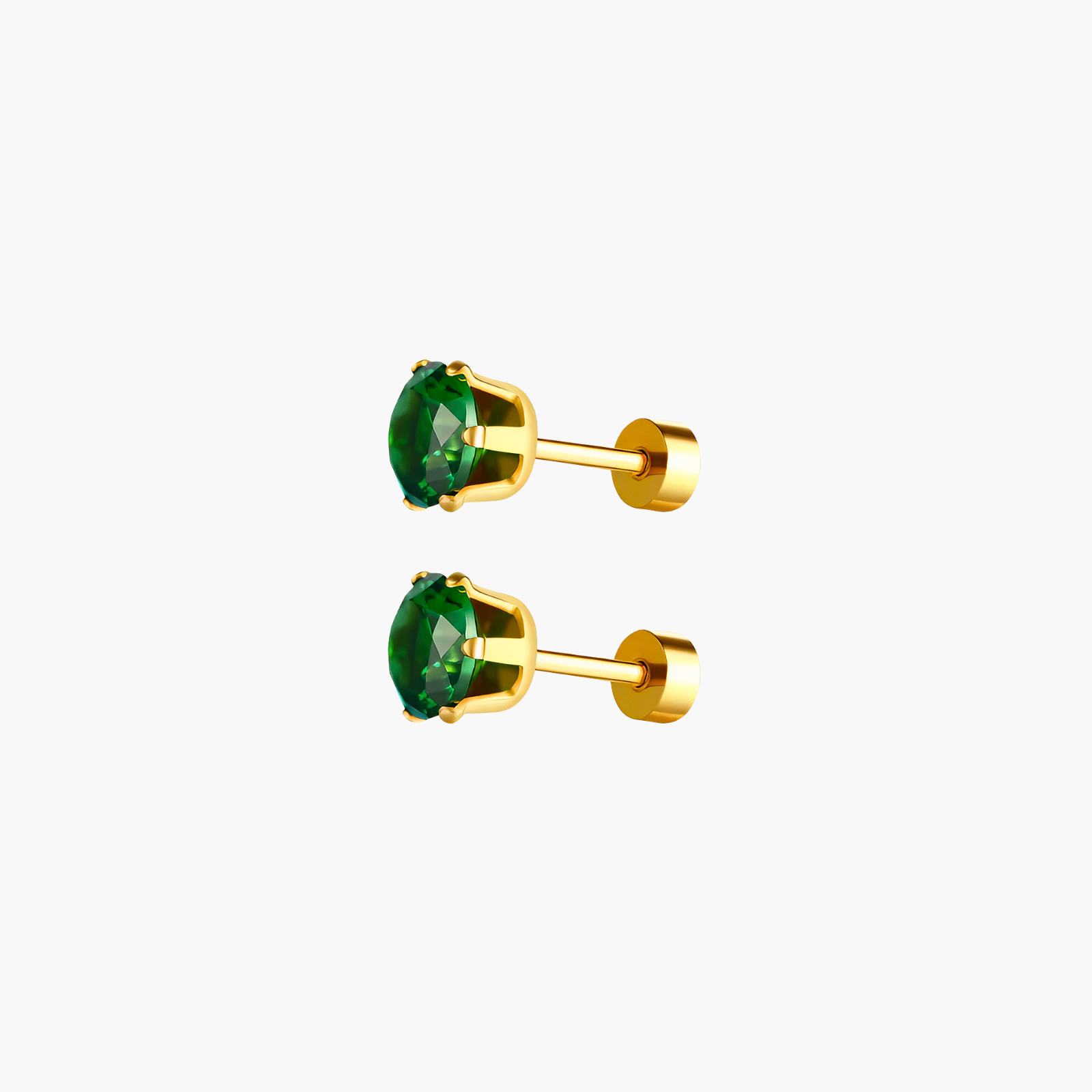 Solitaire Emerald Studs (Gold)
