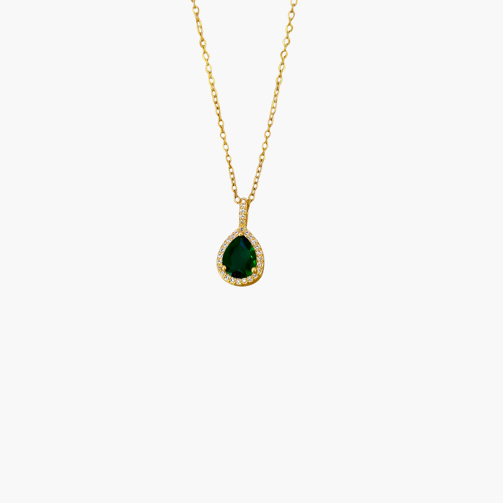 Green Teardrop Pendant (Gold)