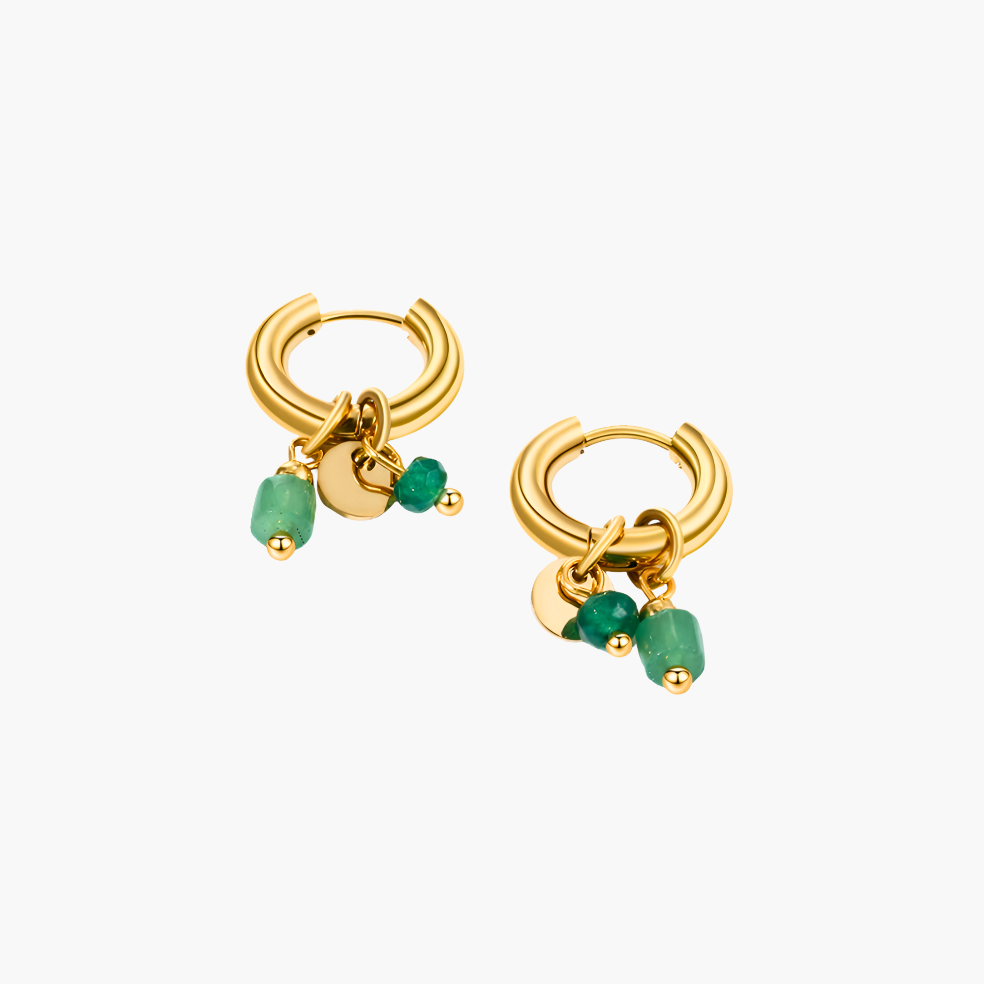 Olive Charm Huggies (Gold)