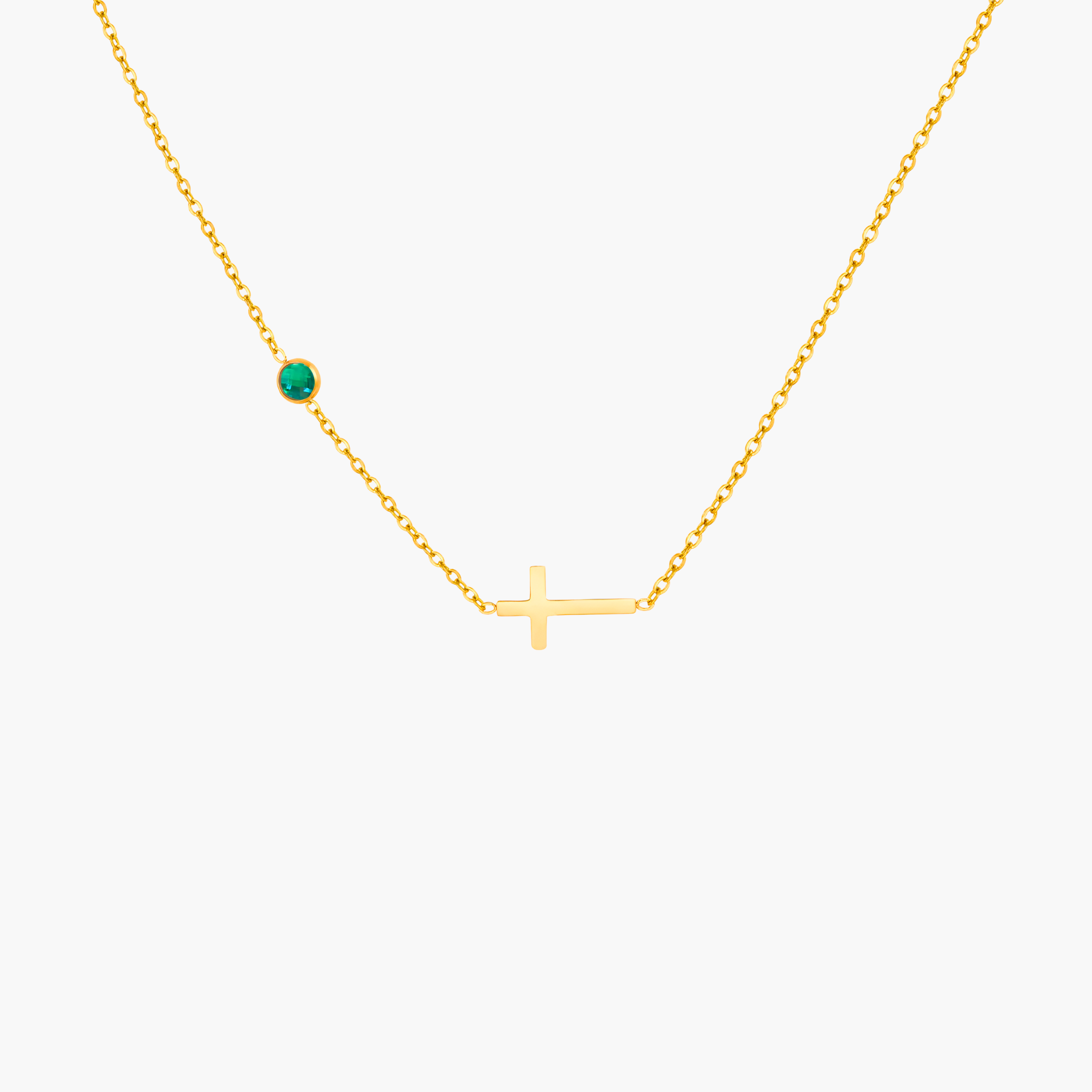 Offset Cross Necklace (Gold)
