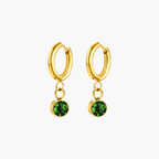 Solitaire Emerald Huggies (Gold)