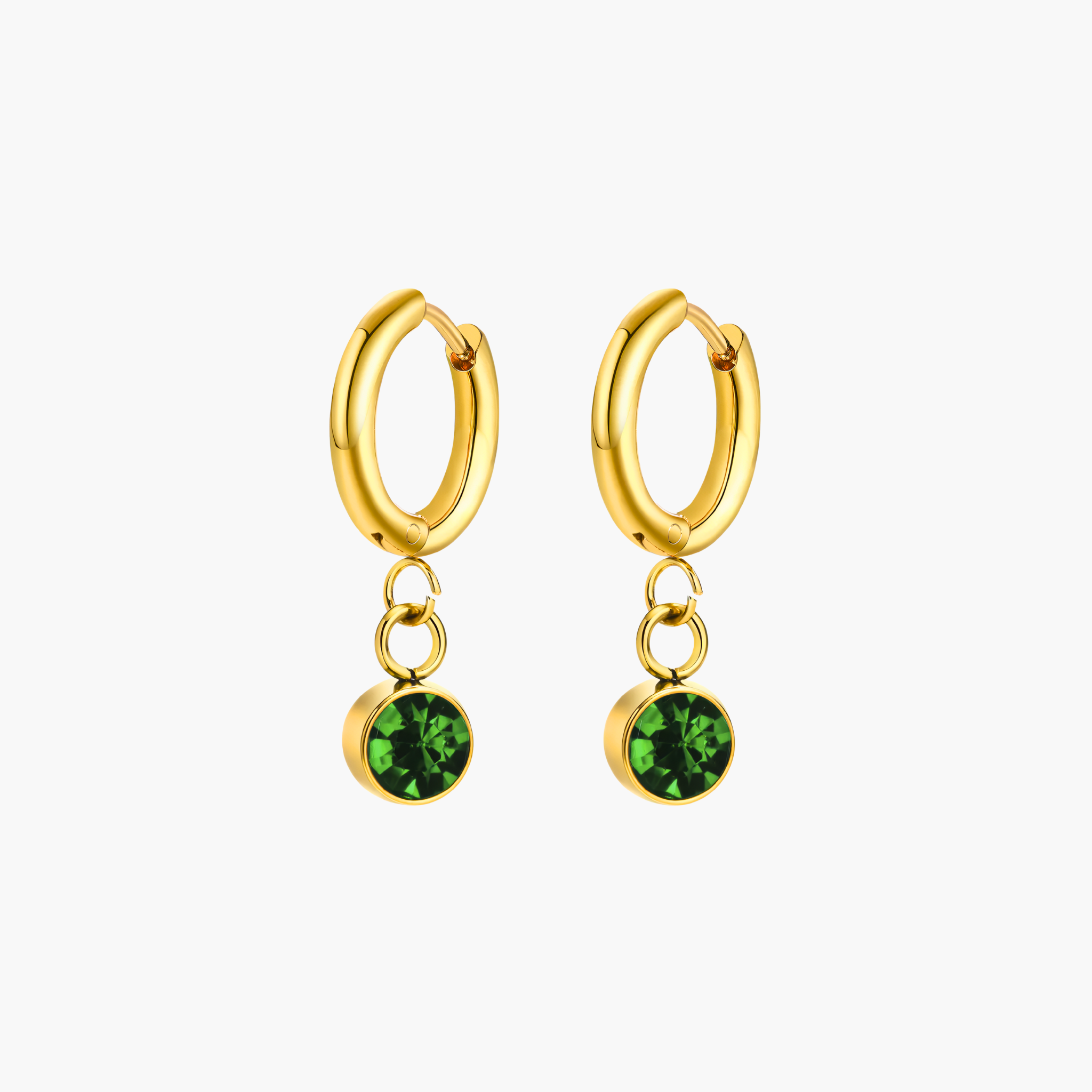Solitaire Emerald Huggies (Gold)