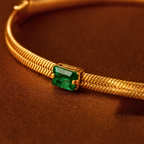 Emerald Baguette Station Bracelet (Gold)