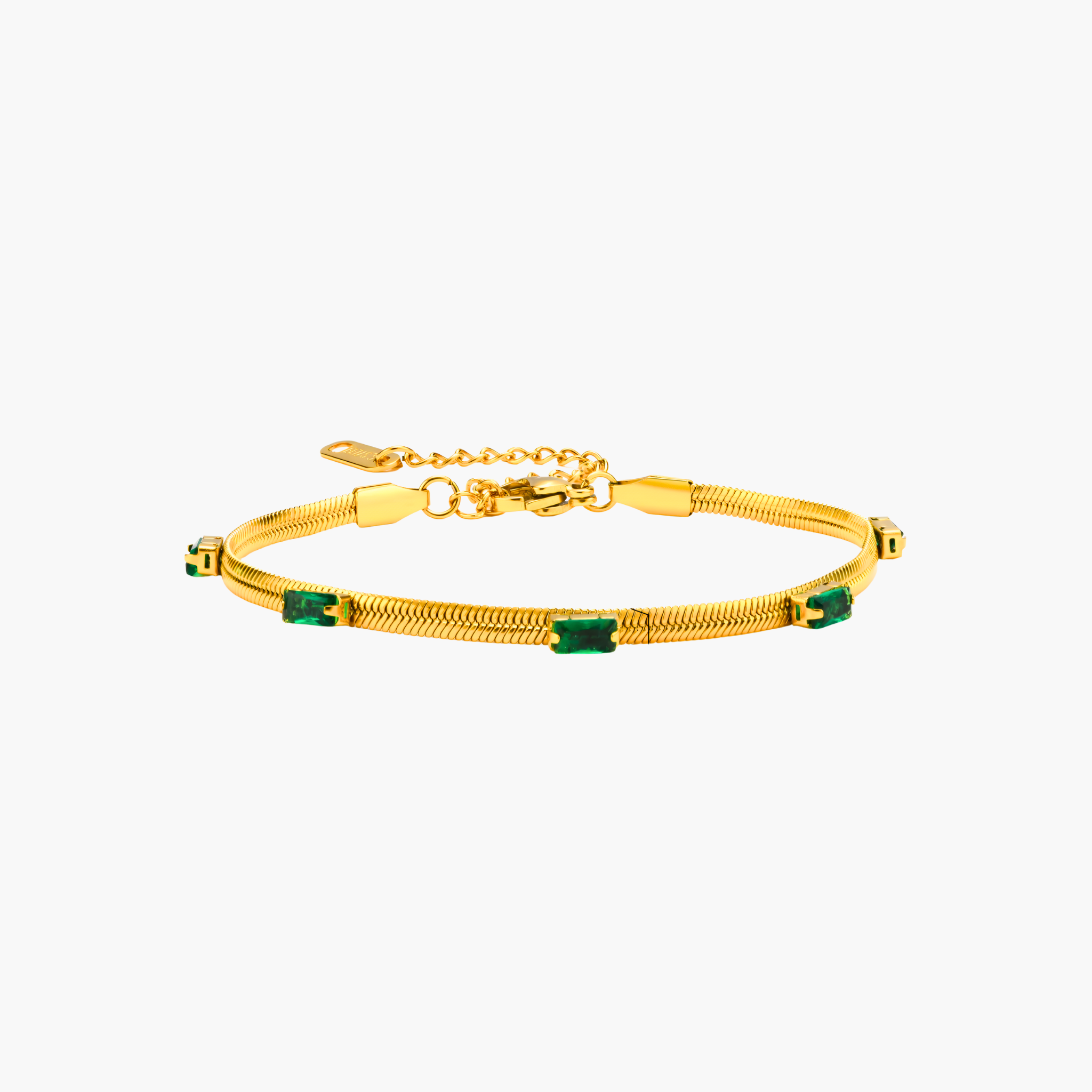 Emerald Baguette Station Bracelet (Gold)
