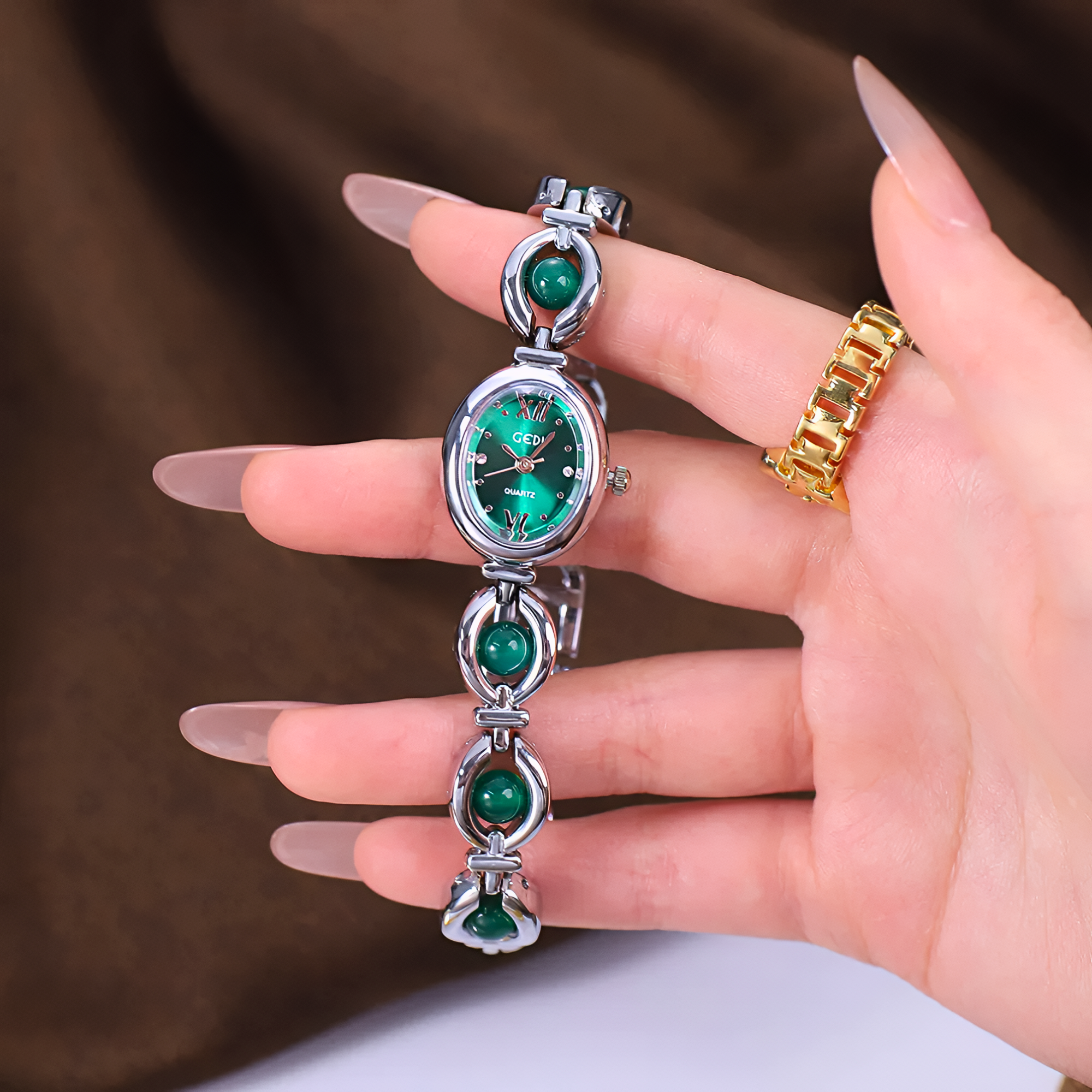 Rosette Link Cabochon Watch