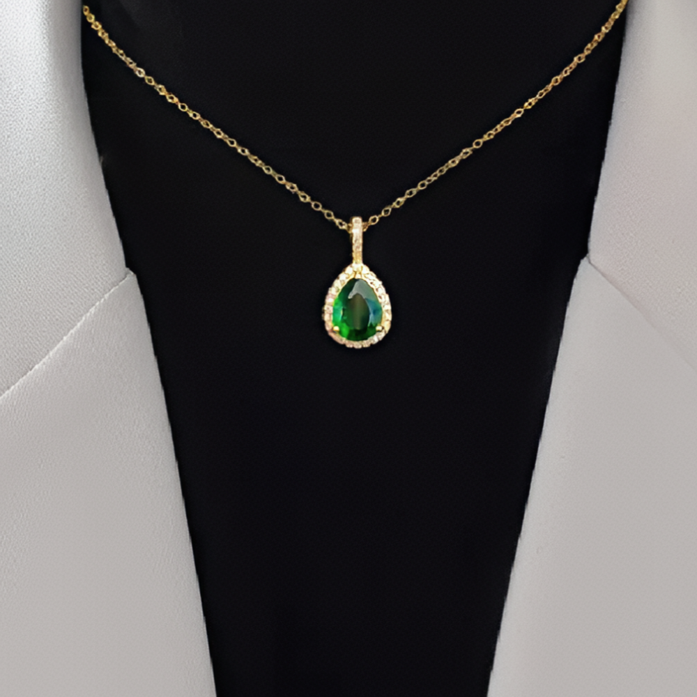 Green Teardrop Pendant (Gold)