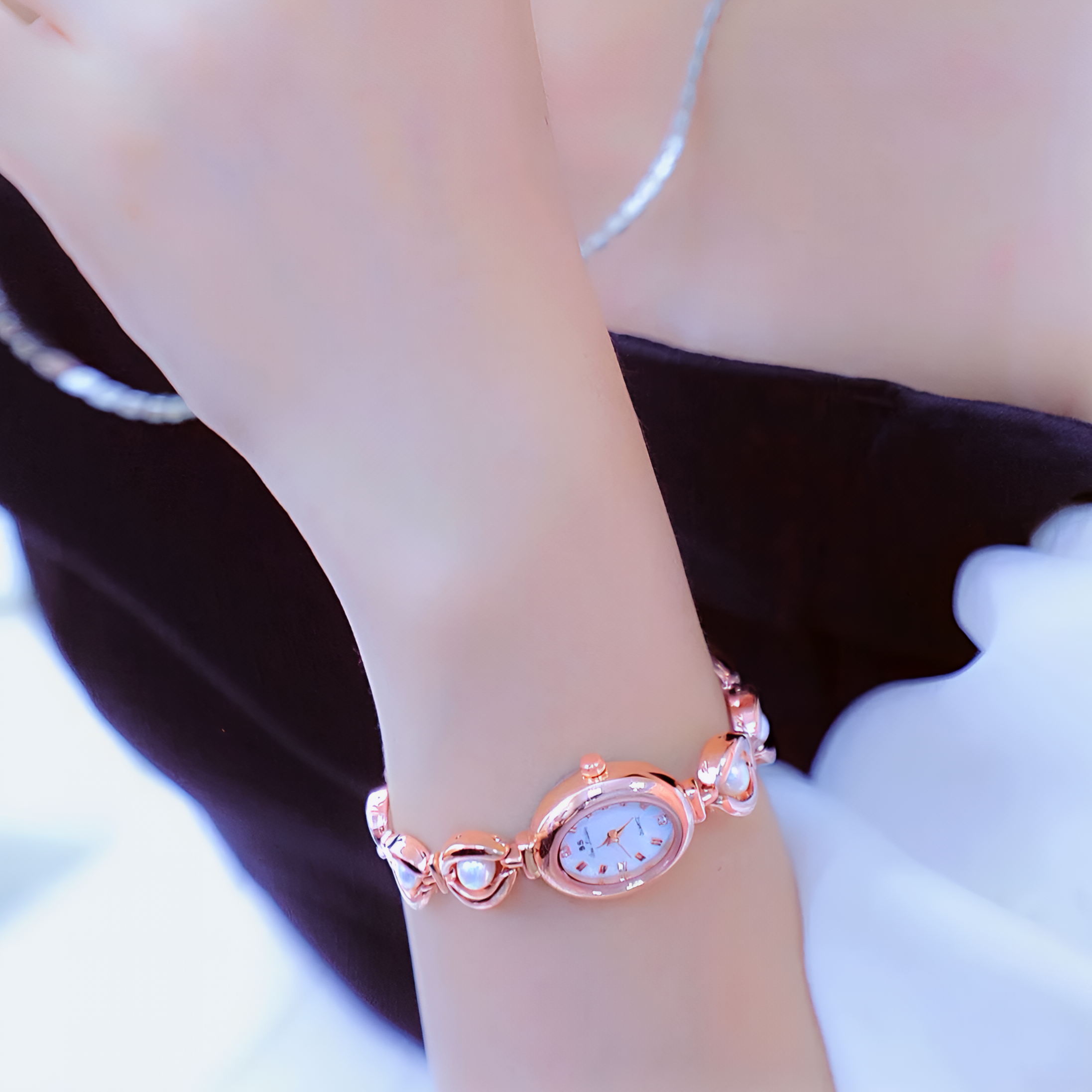 Pearl Link Cabochon Watch