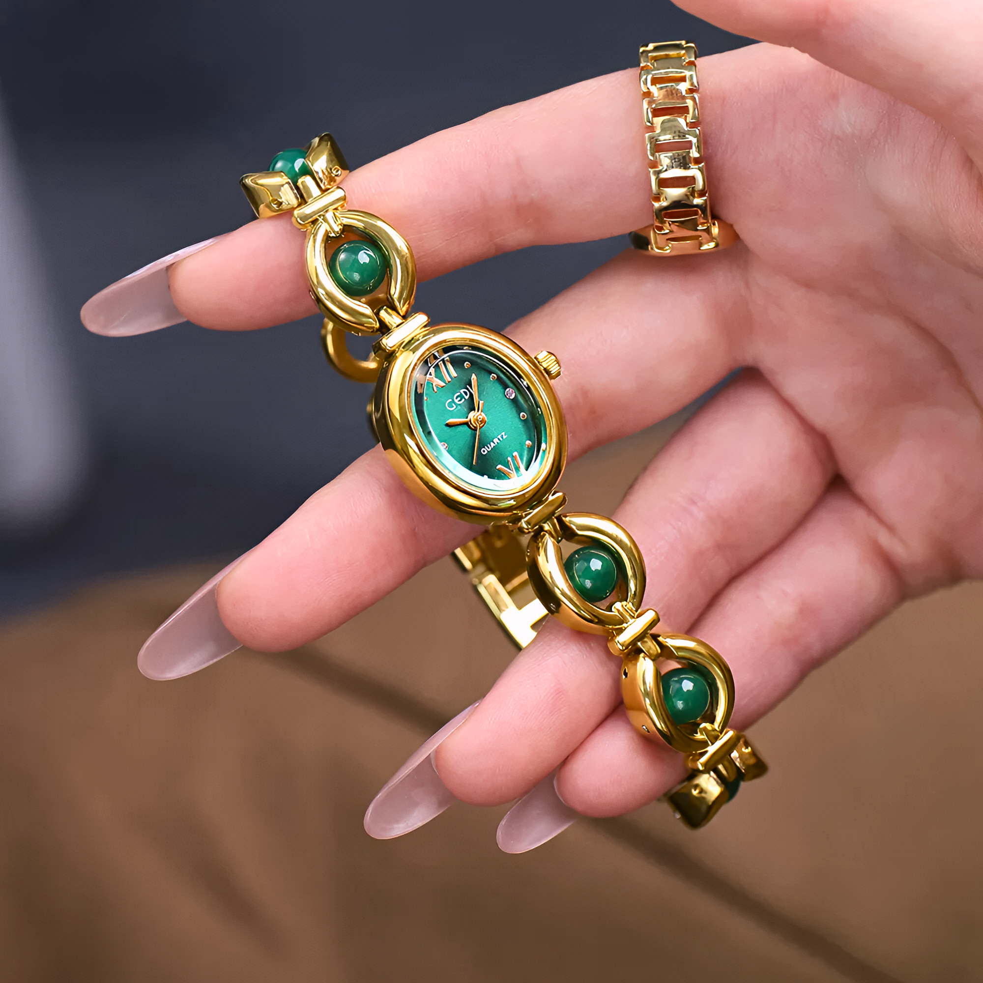 Rosette Link Cabochon Watch