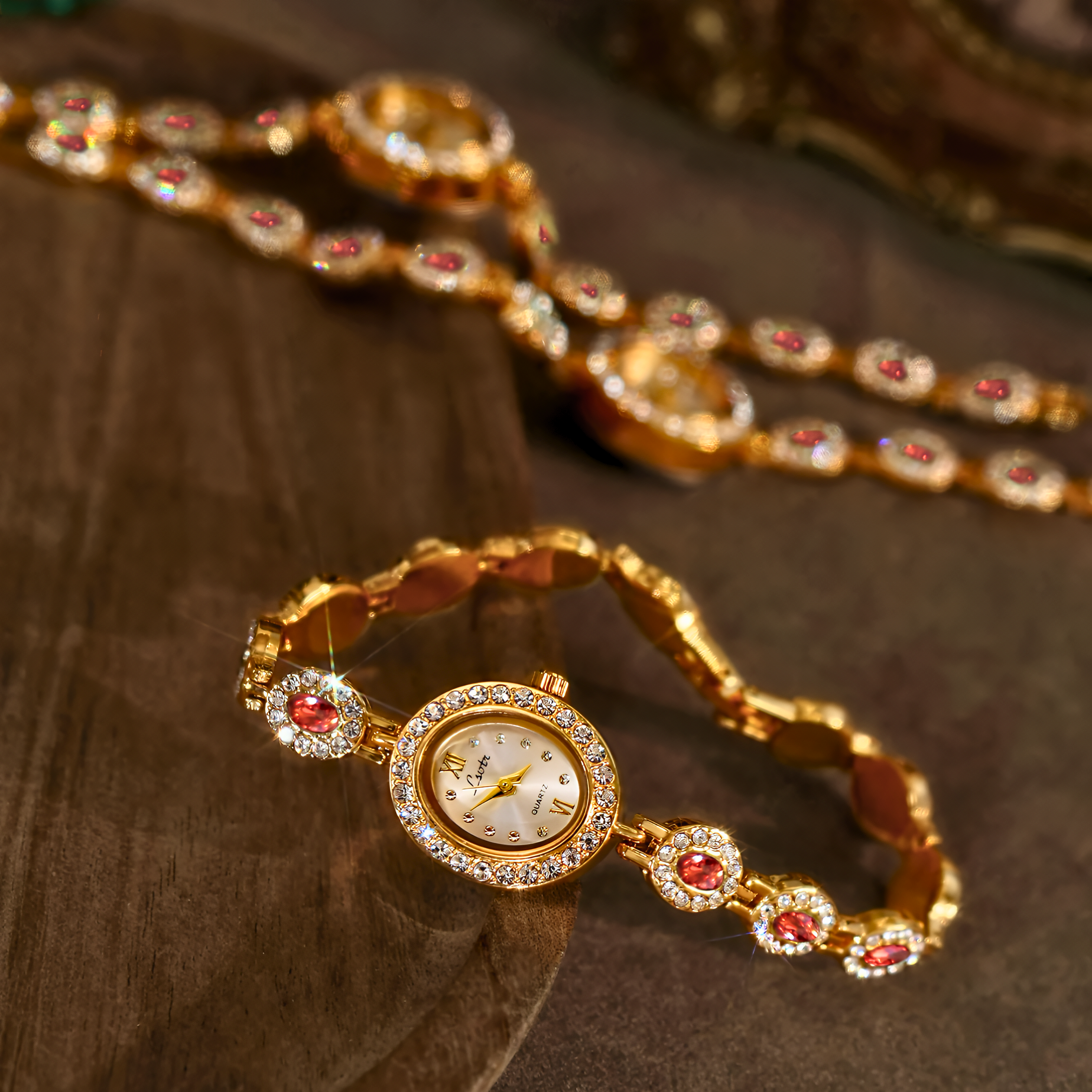 Pavé Link Cabochon Watch